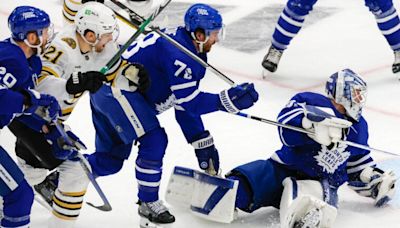 Bruins forward James van Riemsdyk is skating confidently against his former team