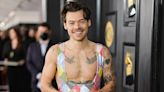 Harry Styles Is in a Rainbow Paradise Wearing a Sparkly Jumpsuit — and No Shirt! — at 2023 Grammys
