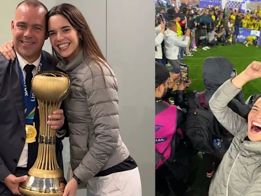 Así celebró la exreina Amanda Dudamel el triunfo de su padre y la primera estrella del Atlético Bucaramanga