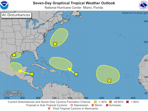 National Hurricane Center tracking 5 disturbances. One designated Invest 99L. Florida impact