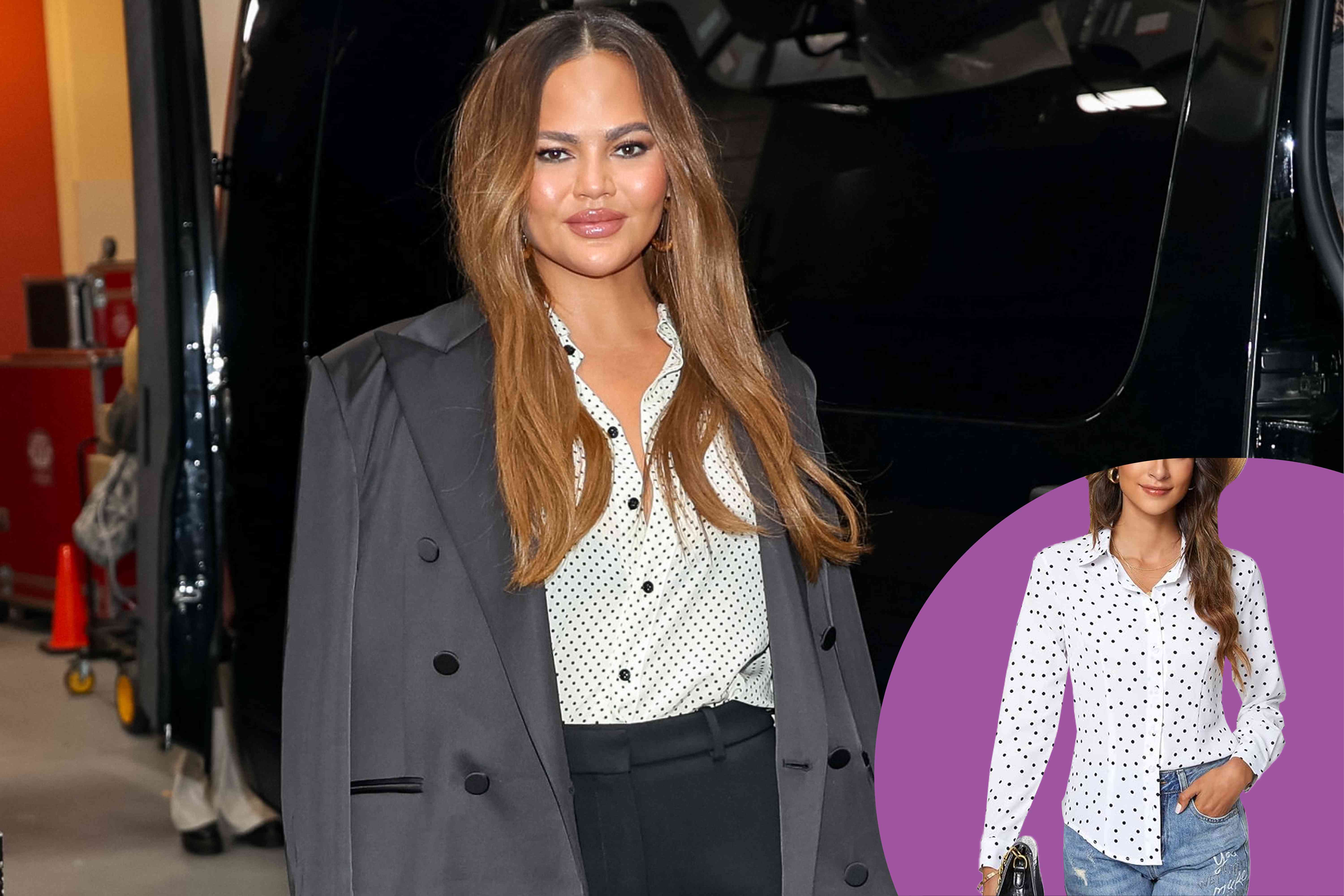 Chrissy Teigen Keeps Proving Why This Polished Blouse Deserves a Spot in Your Closet — Get Lookalikes from $23