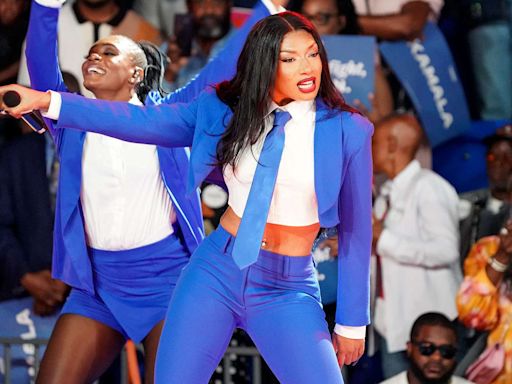 Megan Thee Stallion Performs at a Kamala Harris Rally, Plus King Charles, Matt Damon, Josh Hartnett and More