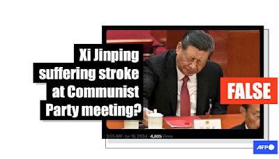 Old photo falsely shared as China's Xi 'having stroke' at party meeting