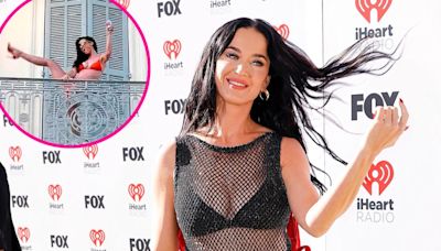 Katy Perry Poses on a Balcony in Tiny Orange Bikini