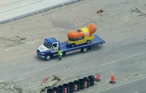 Oscar Mayer Wienermobile rolls on its side in crash on Chicago area expressway