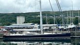 Giant luxury sailing yacht dominates Greenock's James Watt Dock Marina