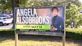 Alsobrooks campaign sign vandalized with racist message