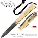 【LED Lifeway】德國 OTTER Mercator折刀(大馬士革刀刃)–黃銅握柄 #10-736 RG D