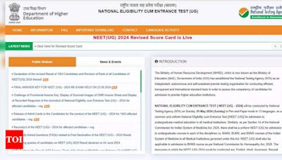 NEET UG re-exam results 2024 declared at exams.nta.ac.in: Direct link - Times of India