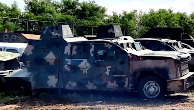 Seized Mexican cartel 'monster trucks' destroyed