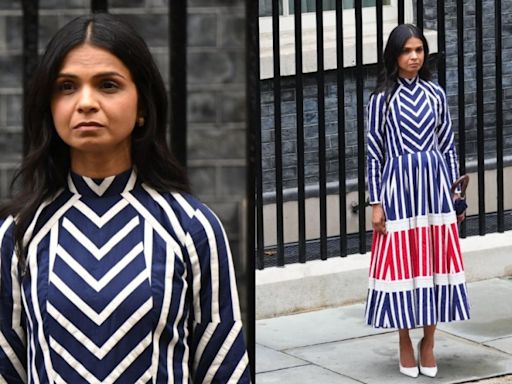 Akshata Murty Makes Vibrant Downing Street Exit With Ka-Sha Dress in National Flag Colors for U.K. Prime ...