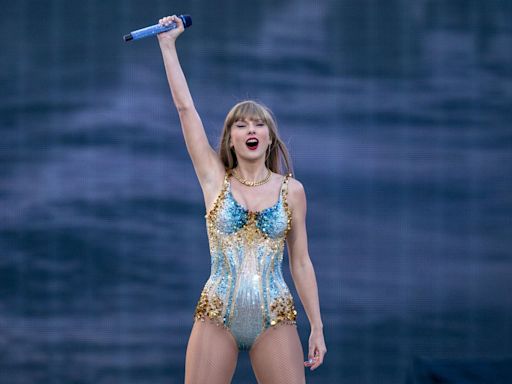 What time is Taylor Swift on stage at London's Wembley stadium?