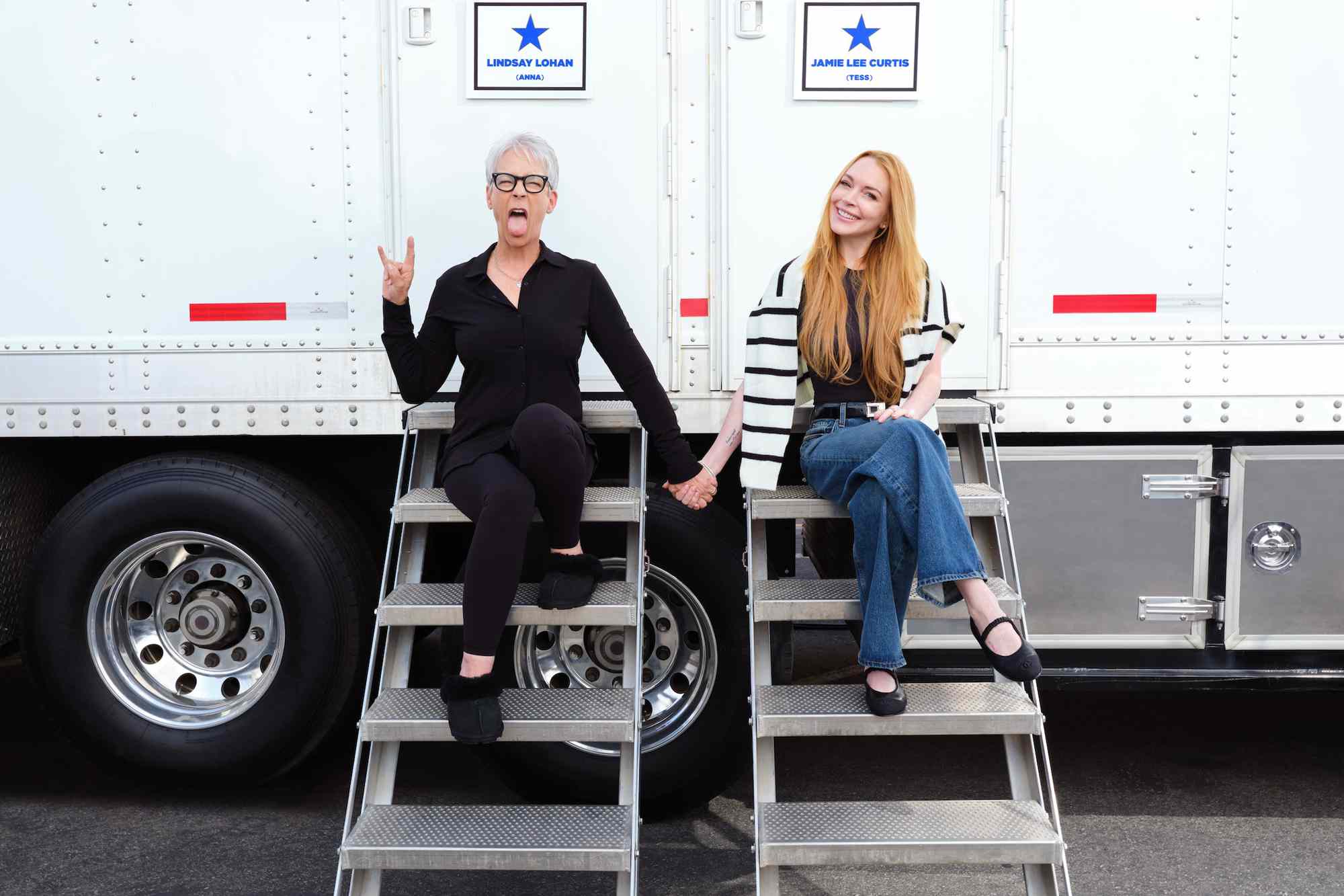 Lindsay Lohan and Jamie Lee Curtis Hold Hands on “Freaky Friday 2” Set as Sequel Begins Filming