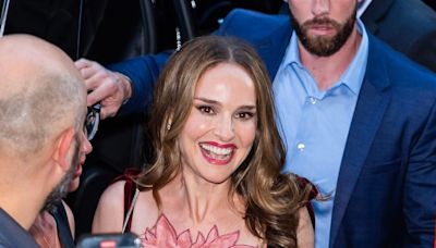 Natalie Portman is a vision in a pink floral mini dress in latest outing
