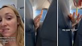 Toddler demands candy from woman sitting behind him on an airplane