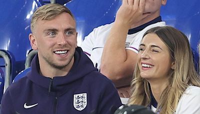 Dani Dyer celebrates with partner Jarrod Bowen after England Euros win