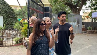 Farhan Akhtar, Zoya Akhtar, Honey Irani cast votes in Mumbai