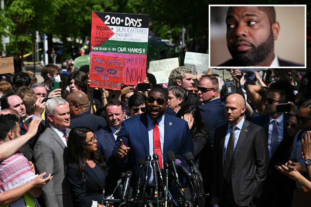 Florida Rep. Byron Donalds shrugs off anti-Israel heckler who called him a ‘race-traitor’ at GWU encampment