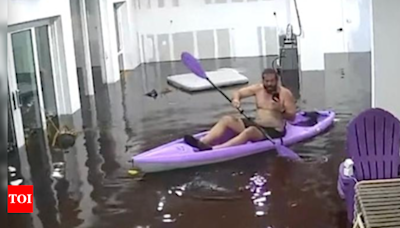 Florida man kayaking in his living room during Hurricane Helene, video viral - Times of India