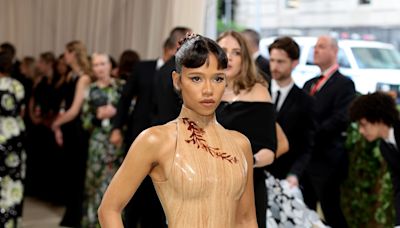 Taylor Russell Nails the 2024 Met Gala Dress Code With a Painted Wooden Corset