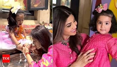 Shilpa Shetty celebrates 'ashtami' with 'kanya pujan' as she washes and kisses daughter Samisha Shetty's feet - WATCH video