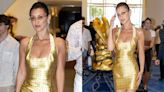 Bella Hadid Plays Up Patterns in Vintage Yellow Versace Silk Minidress at Cannes Film Festival 2024
