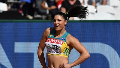 Australian Michelle Jenneke suffers a nasty fall in 100m hurdle heats