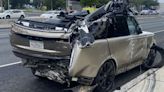 New Range Rover Demolished After Falling Off Transporter