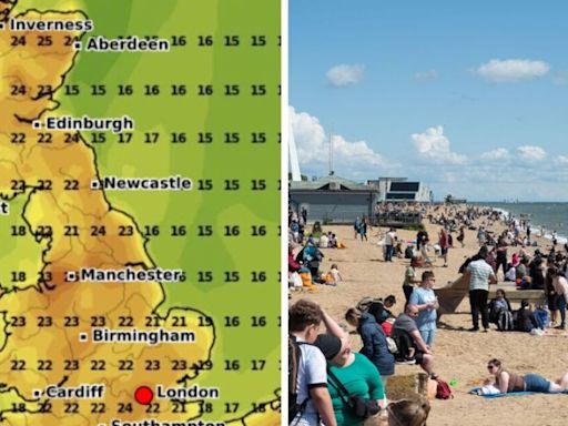 UK weather maps turn orange as exact date of next 77F 'mini heatwave' revealed