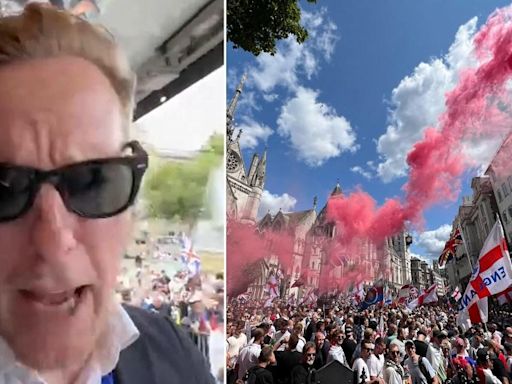 Laurence Fox declares 'this is our community' as he leads Tommy Robinson rally