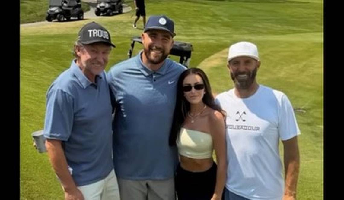 Travis Kelce warmed up for Tight End University by golfing with The Great One