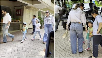 Kareena Kapoor and Saif Ali Khan's son Jeh's reaction after seeing paps as he steps out with mom, dad and brother Taimur is unmissable