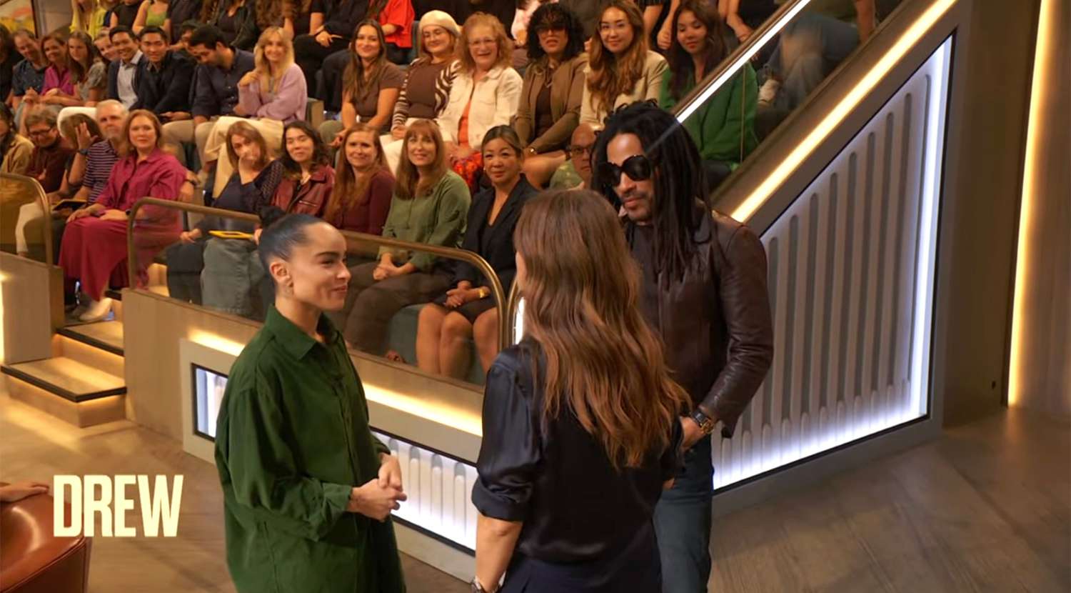 Lenny Kravitz crashes daughter Zoë's 'Drew Barrymore Show' interview