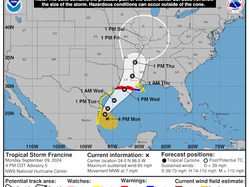 Tropical Storm Francine strengthens in Gulf. Spaghetti models for potential hurricane