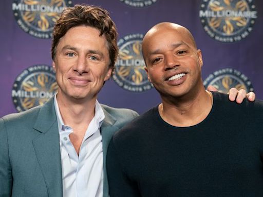 Watch Zach Braff struggle to name all of BFF Donald Faison's 6 kids on “Who Wants to Be a Millionaire”