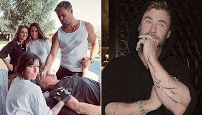 Chris Hemsworth hilariously holds Matt Damon's hand for support during tattoo session