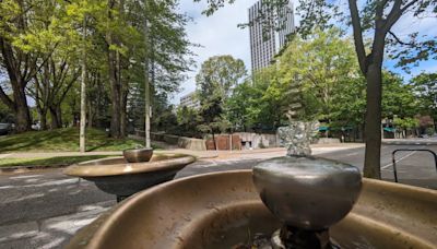 What's keeping the iconic Keller Fountain dry?