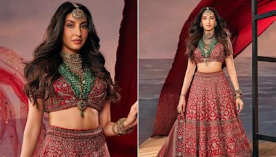 Nora Fatehi In A Red Embroidered JJ Valaya Lehenga Could Easily Make For An Ethereal Traditional Bride