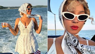 Beyonce In A Summer Dress With White Sunglasses And A Paisley Scarf Looked Like Vacation Style Perfection