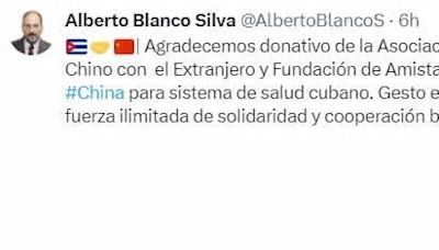 Cuba agradece donativo a su sistema de salud proveniente de China