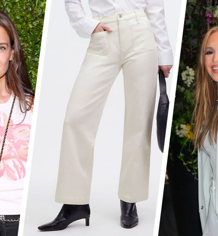 Katie Holmes and Jennifer Lopez Agree: You Need White Wide-Leg Jeans for Summer