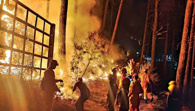 NDRF, Uttarakhand forest dept teams work overnight to stop fire from engulfing fuel station