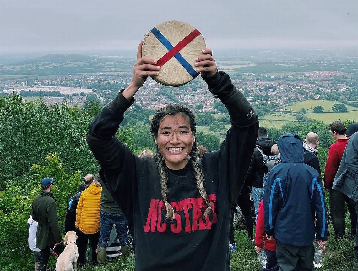 She’s Britain’s cheese rolling champ again. NCSU grad to bring home the Gloucester