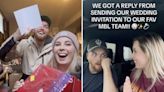 A couple who invited 50 brands and celebrities to their wedding in a ploy for gifts finally revealed the brands they heard back from, including Chick-fil-A and the Toronto Blue Jays