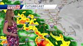 Video: Humidity builds ahead of heavy downpours