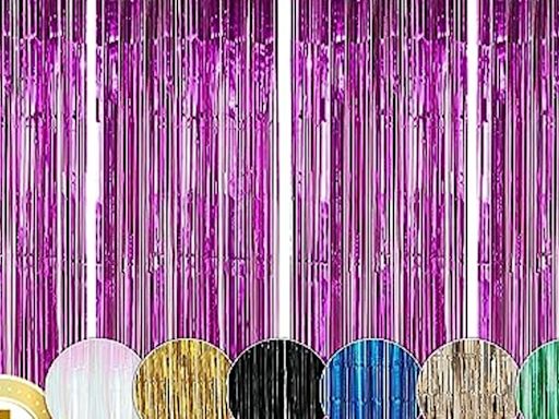 ...Metallic Tinsel Foil Fringe Curtains Environmental Background for Birthday Wedding Party Christmas Decorations, Now 63.07% Off