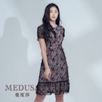 現貨【MEDUSA 曼度莎】蕾絲藕粉網紗小禮服（M-2L）｜禮服洋裝 連身裙 婚禮洋裝