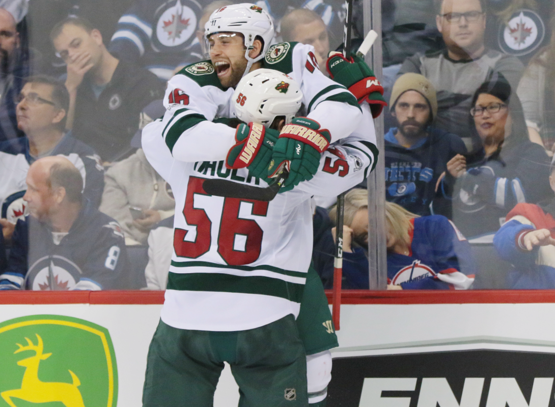 Former Wild forwards Erik Haula, Jason Zucker connect for a goal in Da Beauty League