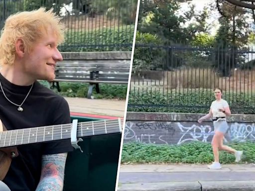 ‘Any requests?’ Ed Sheeran serenades a runner while he floats on a boat nearby