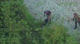 Footage shows suspect on run as he swam in alligator infested waters